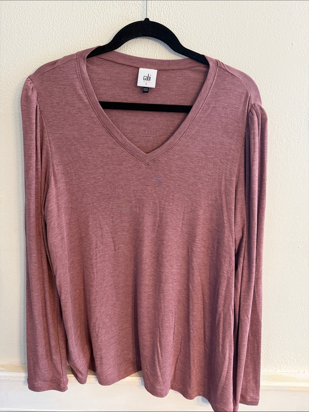 CAbi Dusty Mauve V-Neck Long Sleeve Top